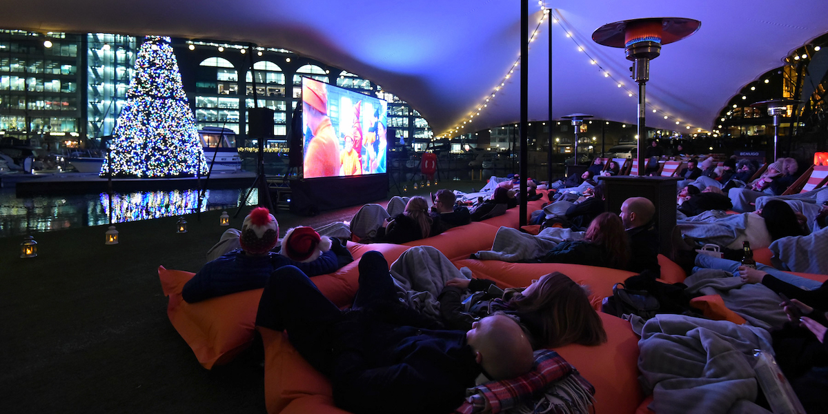 pop up christmas festive film screenings london city wapping square mile