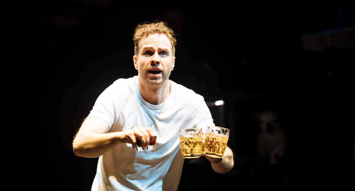 DEATH OF ENGLAND by Clint Dyer &amp; Roy Williams ;<br /> Rafe Spall as Michael ;<br /> Directed by Clint Dyer ;<br /> Set &amp; Costume Design by ULTZ &amp; Sadeysa Greenaway-Bailey ;<br /> Lighting Design by Jackie Shemesh ;<br /> Movement Director: Lucy Cullingford ;<br /> Co-Sound Designers: Benjamin Grant &amp; Pete Malkin ;<br /> Dialect Coach: Hazel Holder ;<br /> Staff Director: Sian Ejiwunmi-Le Berre ;<br /> National Theatre ;<br /> London, UK ;<br /> 31st January 2020 ;<br /> Credit &amp; copyright: Helen Murray